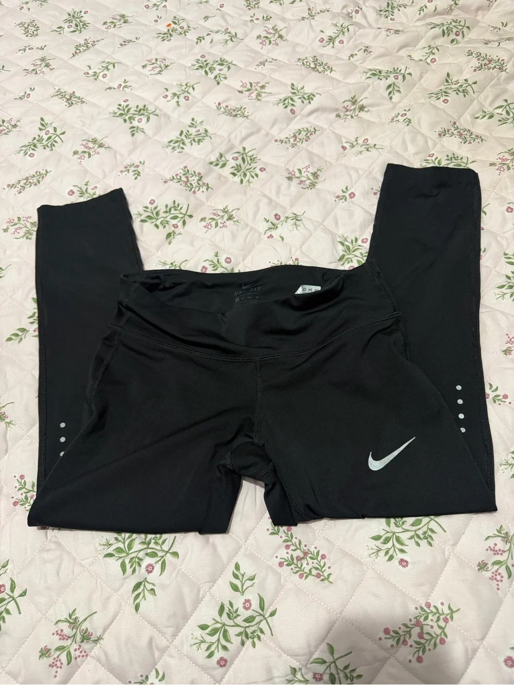 Nike Black Dri-FIT Running Leggings with Reflective Logo